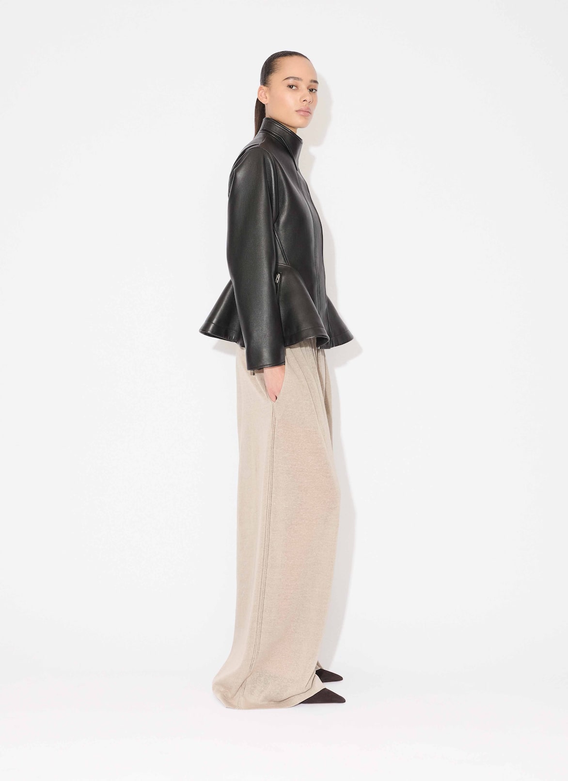 PEPLUM LEATHER JACKET ALAÏA BLACK PEPLUM LEATHER JACKET